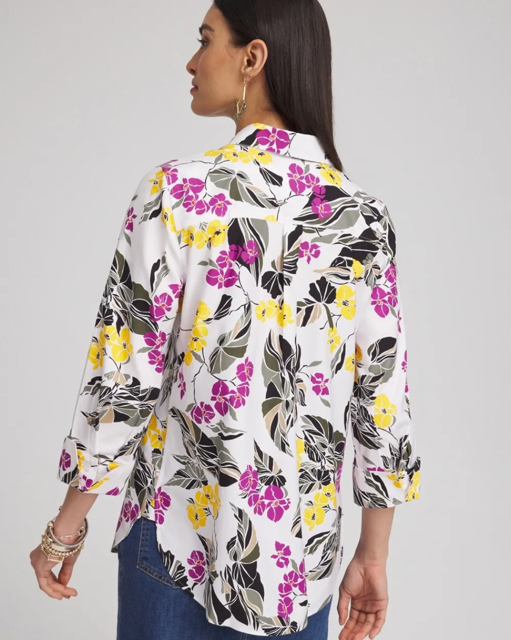 Cheap No Iron™ Stretch Floral Shirt Tops