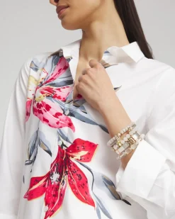 Discount No Iron™ Stretch Floral Shirt Tops