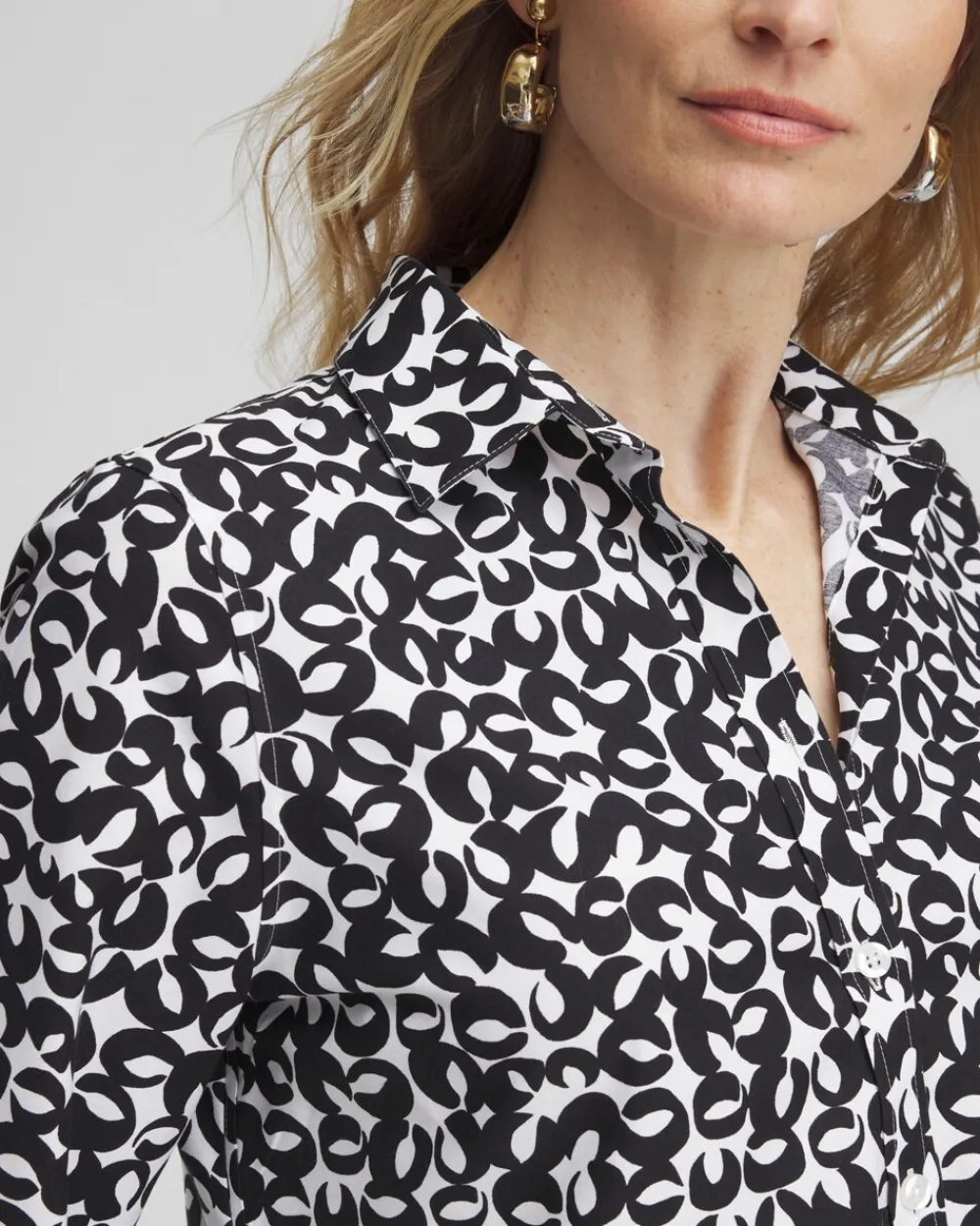 Hot No Iron™ Stretch Geo Shirt Tops