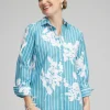 Online No Iron™ Stretch Iris Print 3/4 Sleeve Shirt Tops