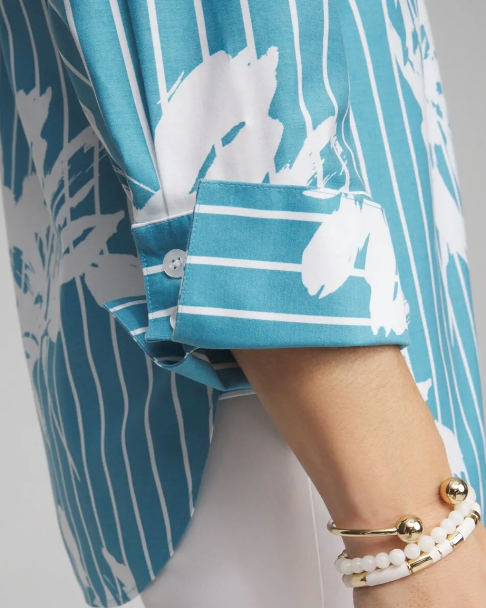 Online No Iron™ Stretch Iris Print 3/4 Sleeve Shirt Tops