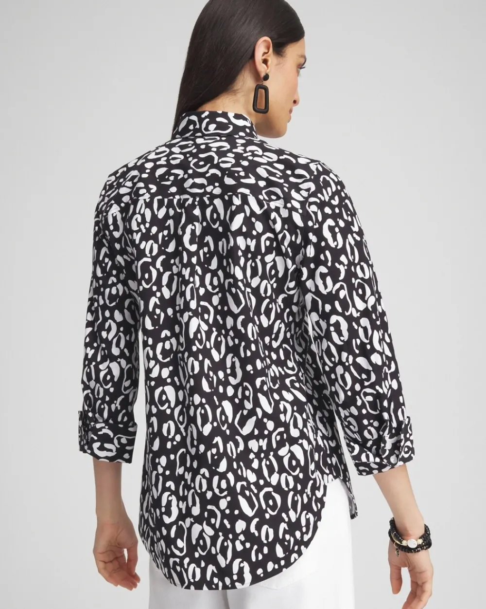 Shop No Iron™ Stretch Leopard Shirt Tops
