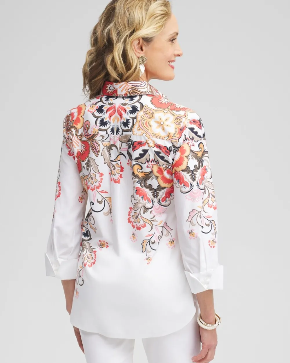 Cheap No Iron™ Stretch Warm Floral Shirt Tops