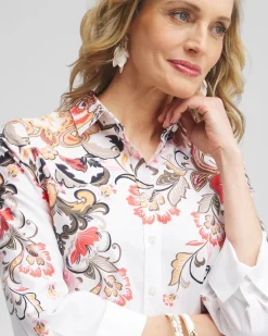 Cheap No Iron™ Stretch Warm Floral Shirt Tops