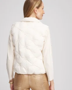 Cheap Nylon Fur Trim Puffer Vest Jackets & Coats