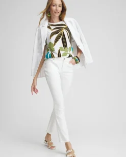 Outlet Palm Print Intarsia Pullover Tops