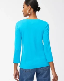Fashion Pima 3/4 Sleeve Everyday Tee Tops