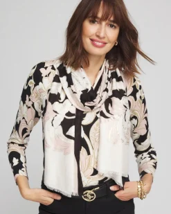 Sale Pink Scroll Floral Scarf Scarves