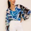 Best Pintuck Detail Swirl Print Top Tops