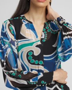 Best Pintuck Detail Swirl Print Top Tops