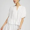 Fashion Pintuck Dolman Sleeve Linen Shirt Tops