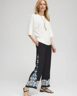 Flash Sale Placed Floral Print Soft Cropped Pants Pants