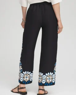 Flash Sale Placed Floral Print Soft Cropped Pants Pants