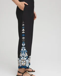 Flash Sale Placed Floral Print Soft Cropped Pants Pants