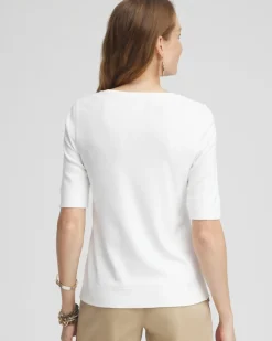 Best Sale Placed Palms Jewel Neck Tee Tops