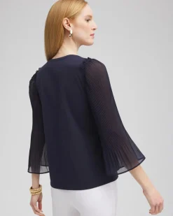 New Pleated Billow Sleeve Top Tops