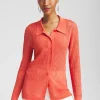 Sale Pointelle Collared Cardigan Tops