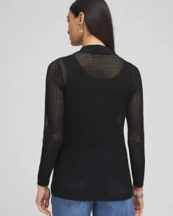 Sale Pointelle Collared Cardigan Tops