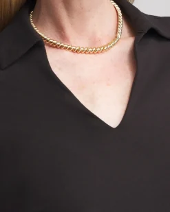 Store Polished Collar Top Tops