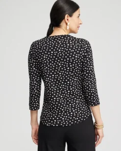 Fashion Polka Dot Everyday 3/4 Sleeve Tee Tops