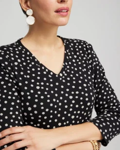 Fashion Polka Dot Everyday 3/4 Sleeve Tee Tops