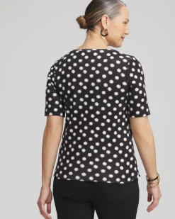 Outlet Polka Dot Everyday Elbow Sleeve Tee Tops