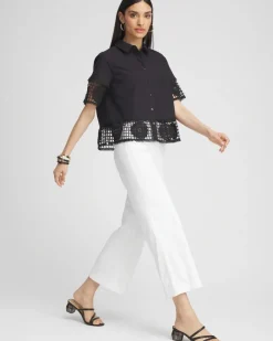 Flash Sale Poplin Crochet Trim Top Tops