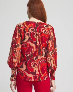 Store Priya Swirl Pintuck-Sleeve Blouse Tops | Blouses & Shirts
