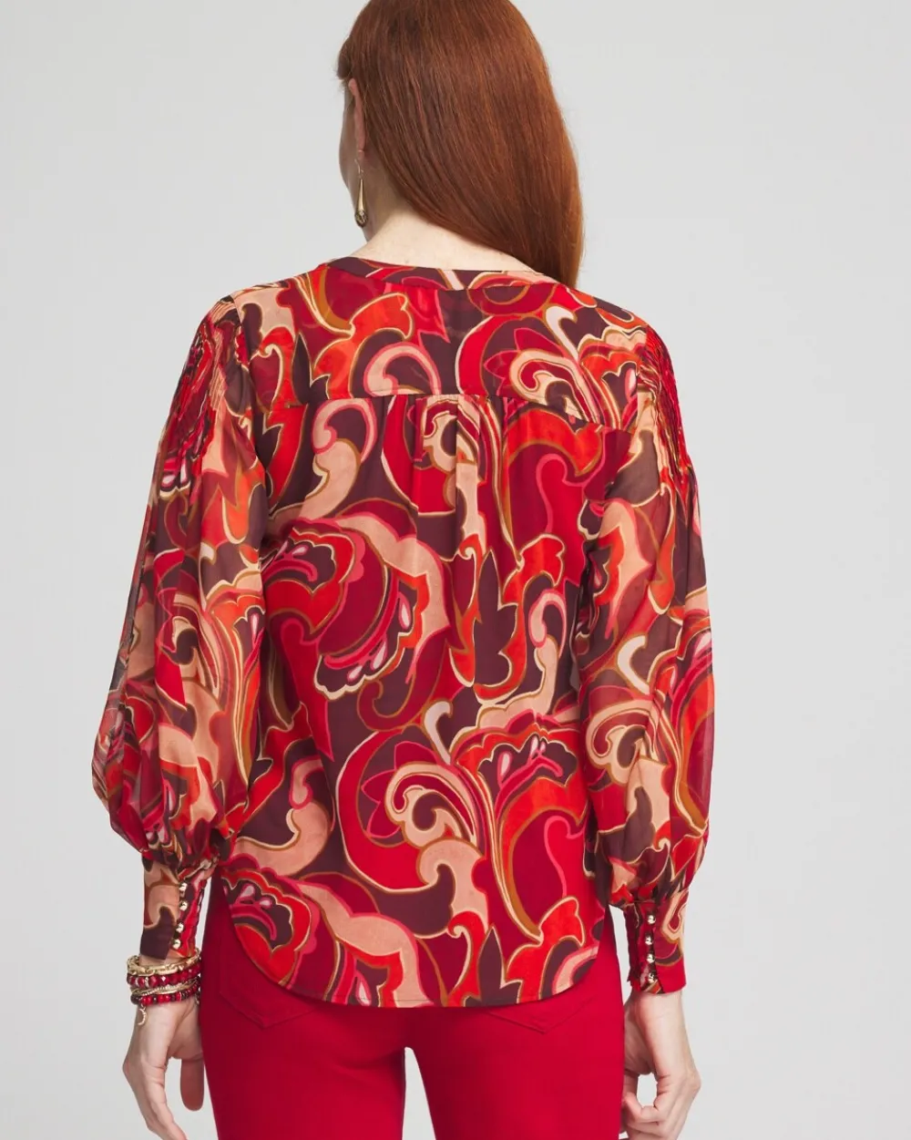 Store Priya Swirl Pintuck-Sleeve Blouse Tops | Blouses & Shirts