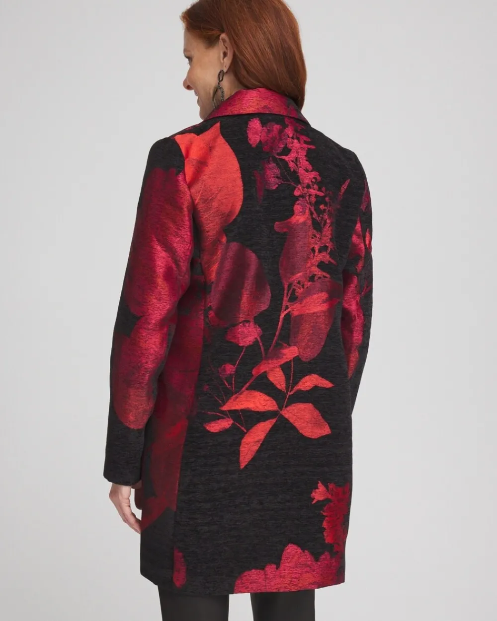 Best Red Floral Jacquard Topper Jackets & Coats