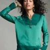 Sale Relaxed Stretch Satin Tunic Tops