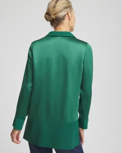 Sale Relaxed Stretch Satin Tunic Tops