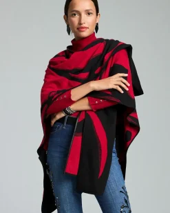 Shop Reversible Graphic Jacquard Ruana Tops | Ponchos & Ruanas