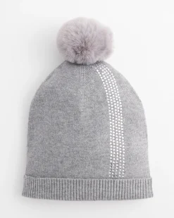 Flash Sale Rhinestone Cashmere Blend Pom Pom Hat Cold Weather Accessories | Hats