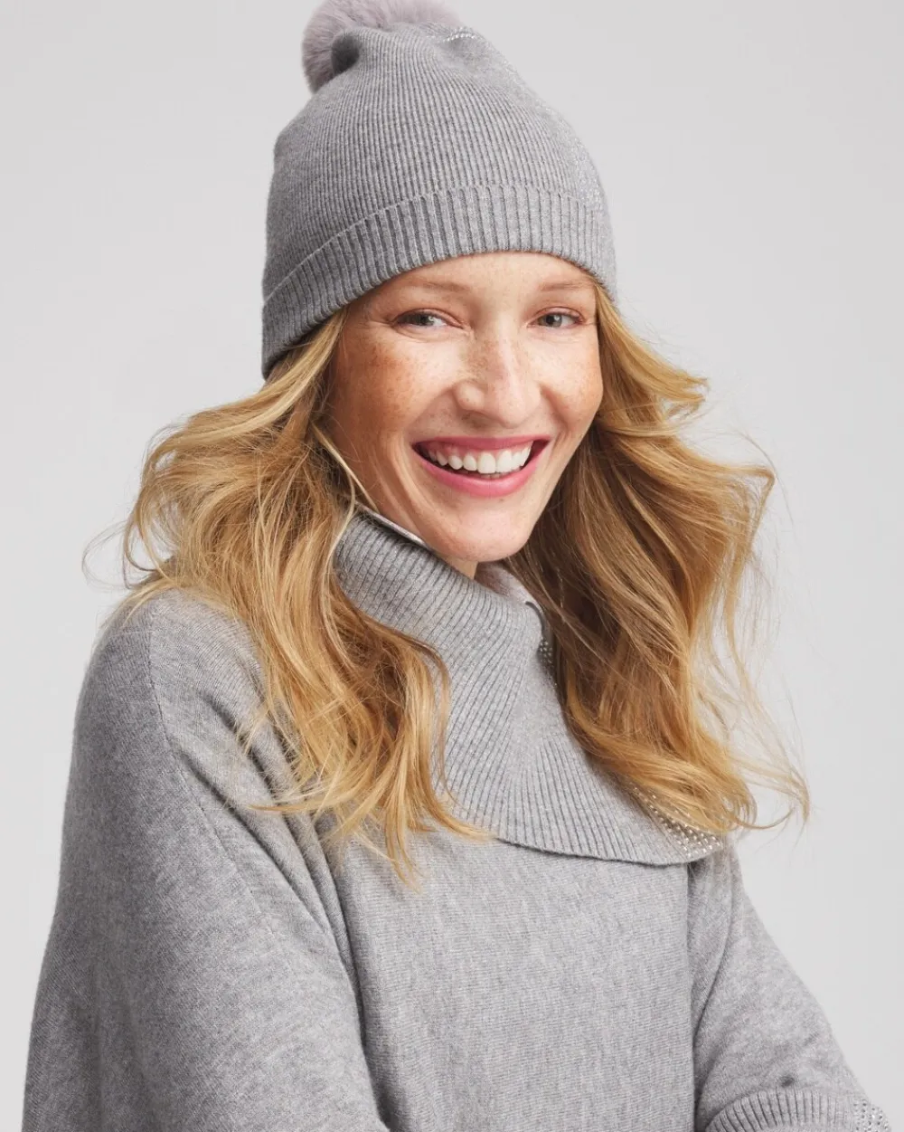 Flash Sale Rhinestone Cashmere Blend Pom Pom Hat Cold Weather Accessories | Hats