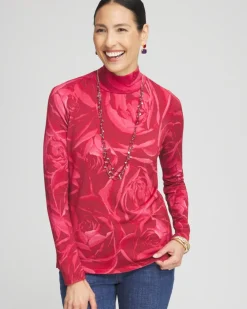 Store Rose Print Mockneck Pullover Sweater Sweaters