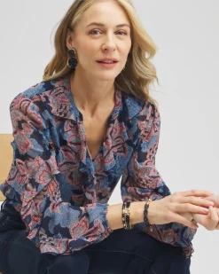 Flash Sale Ruffle Detail Floral Blouse Tops