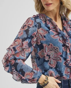 Flash Sale Ruffle Detail Floral Blouse Tops