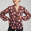 Best Sale Ruffle Detail Ikat Blouse Tops