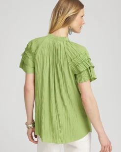 Online Ruffle Sleeve Blouse Tops