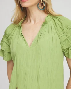 Online Ruffle Sleeve Blouse Tops