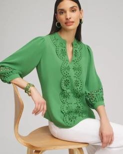 Best Sale Satin Eyelet Top Tops