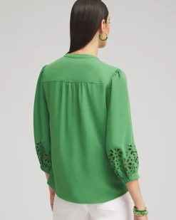 Best Sale Satin Eyelet Top Tops