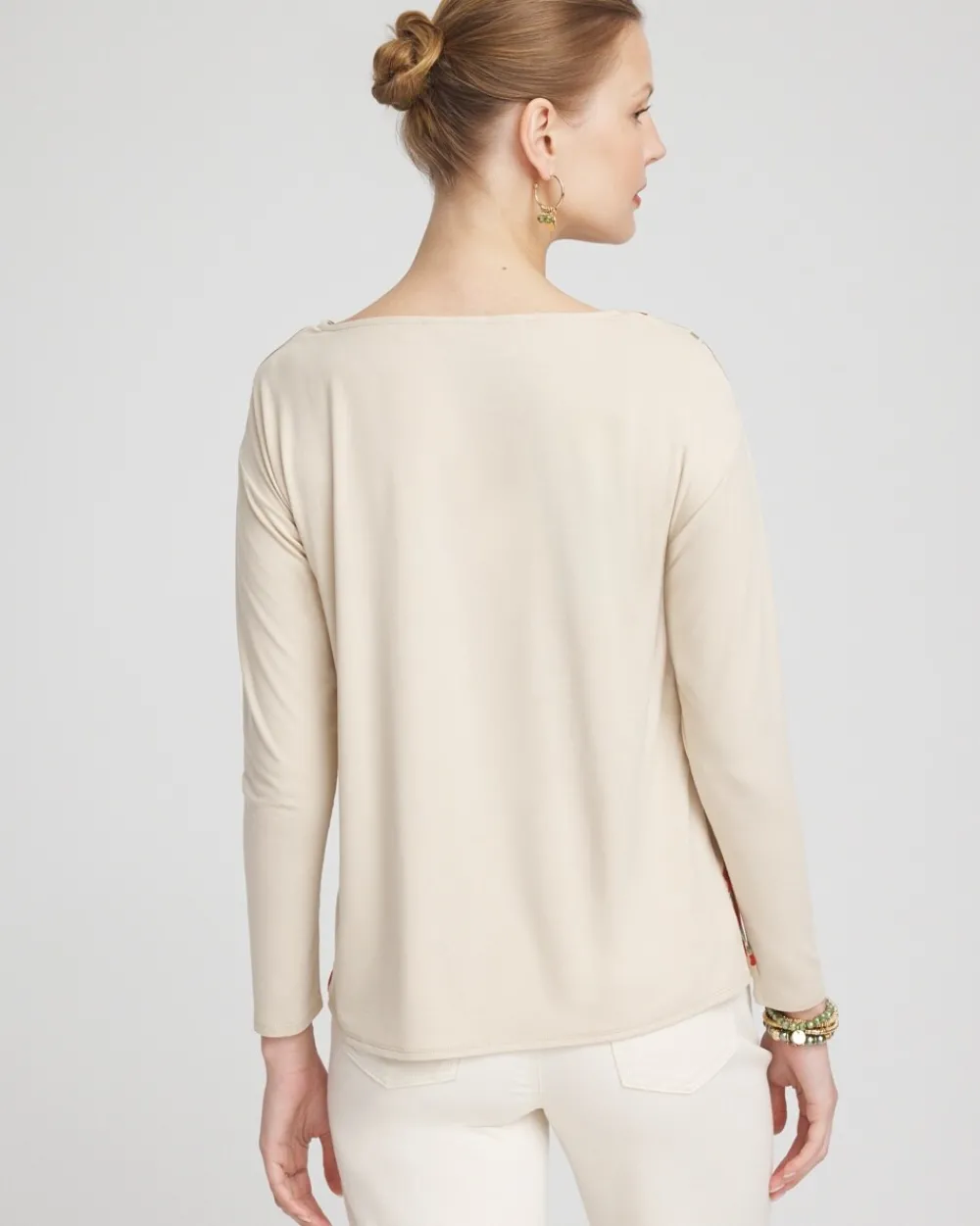 Flash Sale Satin Garden Long Sleeve Tee Tops