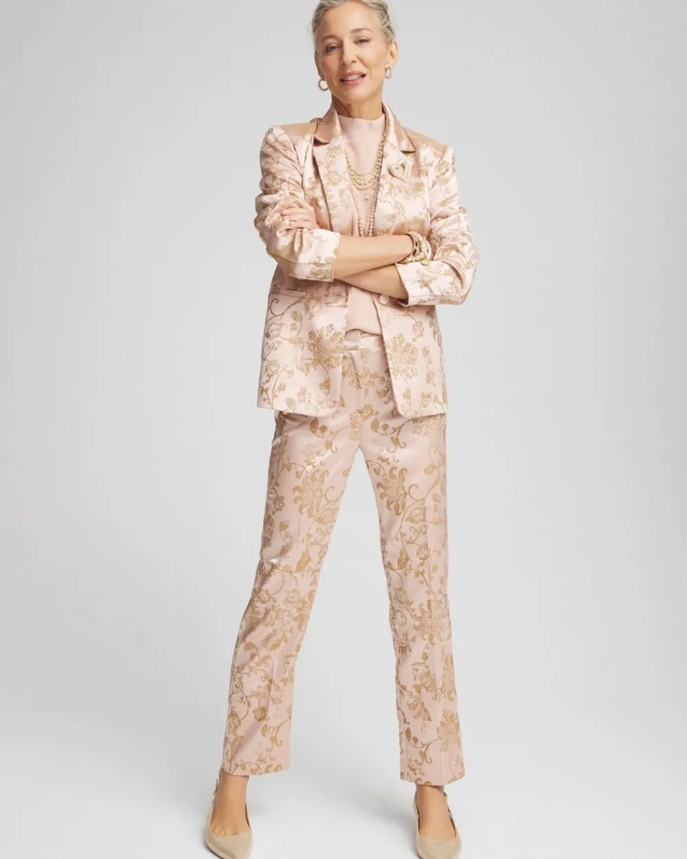 Cheap Satin Jacquard Blazer Jackets & Coats | Matching Sets