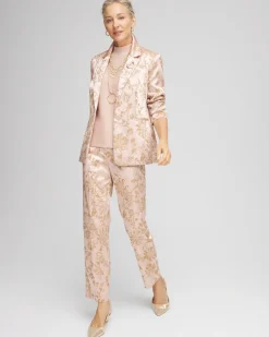 Cheap Satin Jacquard Straight Ankle Pants Pants | Matching Sets
