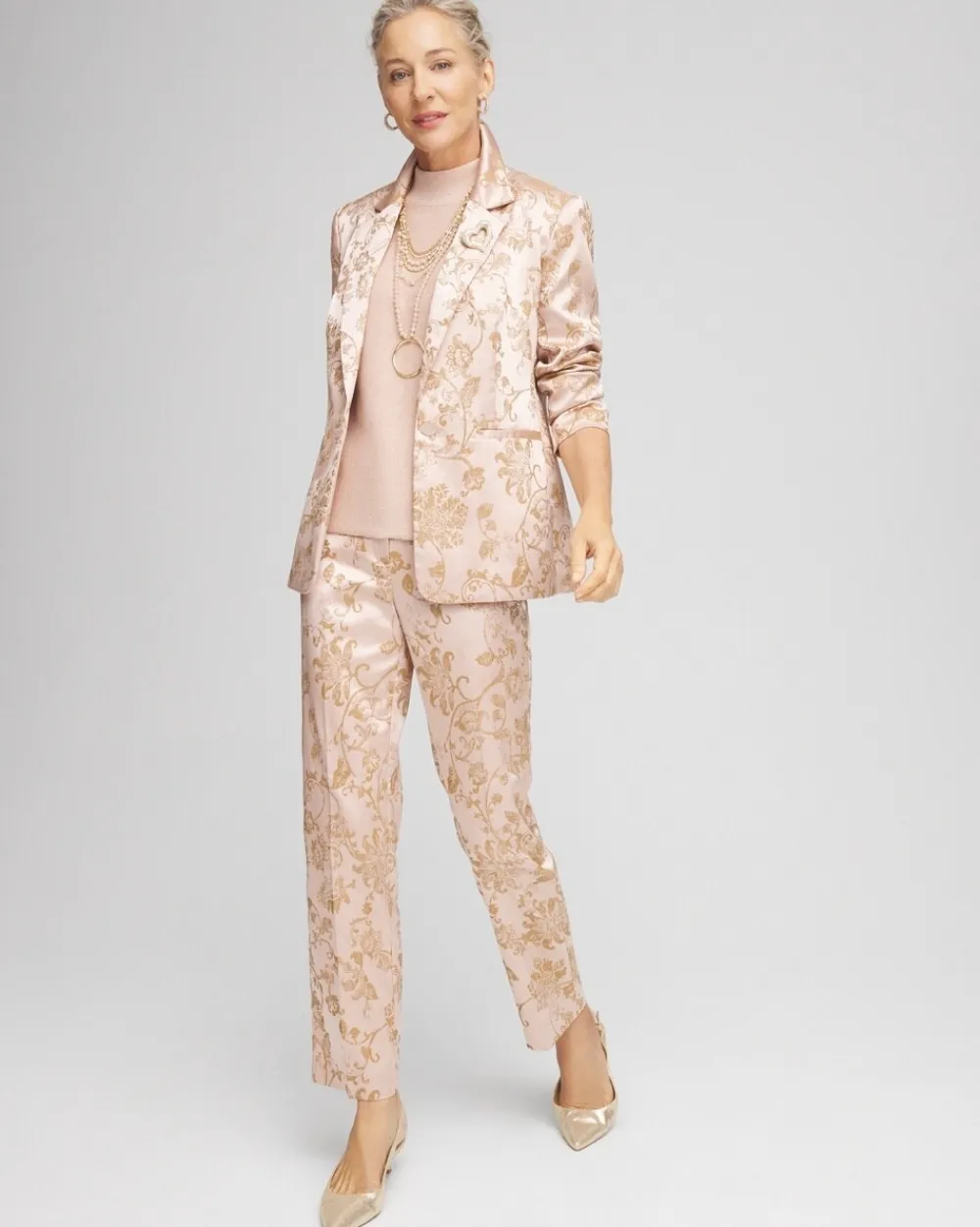 Cheap Satin Jacquard Straight Ankle Pants Pants | Matching Sets