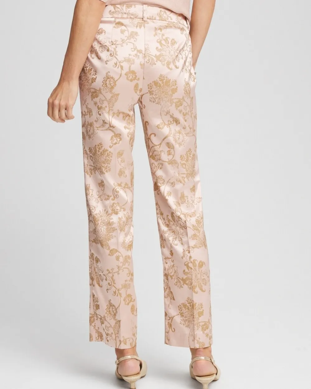 Cheap Satin Jacquard Straight Ankle Pants Pants | Matching Sets