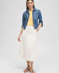 Shop Seeded Denim Midi Skirt Skirts