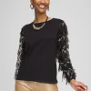 Discount Sequin Ruffle Pullover Sweater Sweaters
